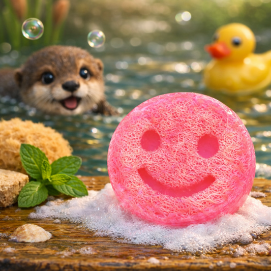 Happy Scrub Soap Bubblegum Smiley Loofah
