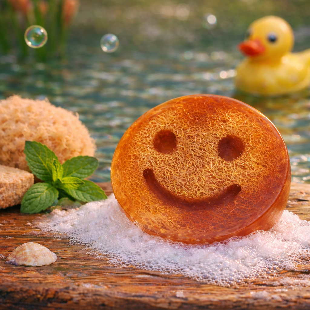 Happy Scrub Soap Pineapple Coconut Smiley Loofah