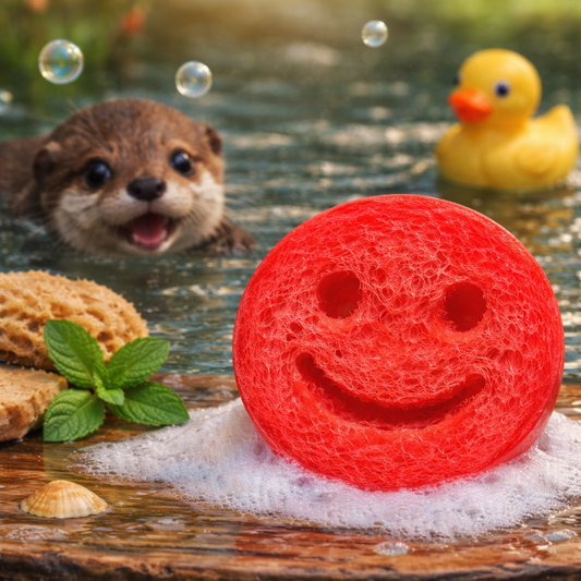 Happy Scrub Soap Strawberry & Guava Smiley Loofah