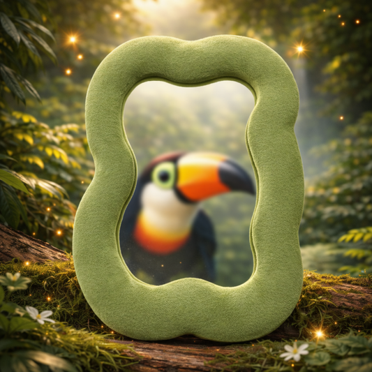 Soft Squiggly Large Cloud Mirror – Moss Green Kids Mirror