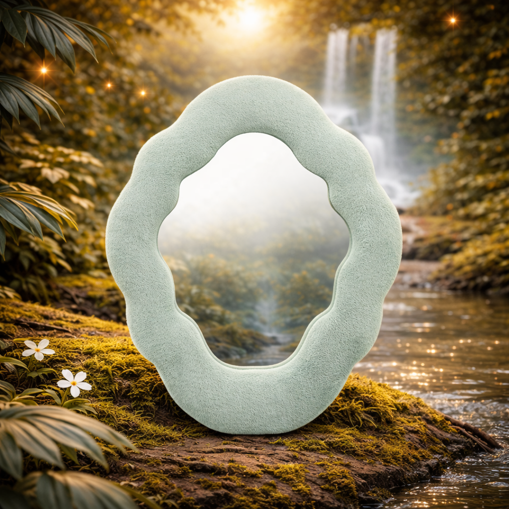 Soft Squiggly Cloud Mirror – Cloud Blue Kids Mirror