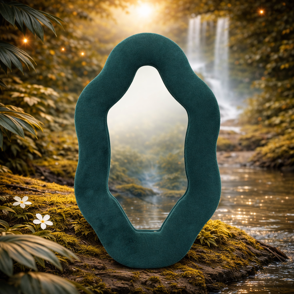 Soft Squiggly Mirror Oval Pebble – Royal Teal Kids Mirror