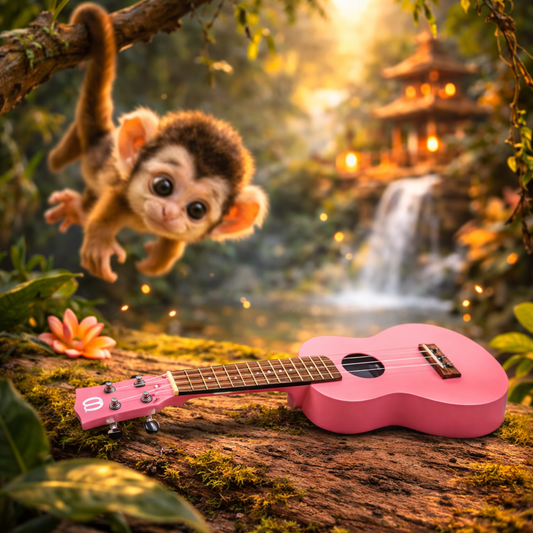 Happy Jungle Ukulele – Bright Pink Finish