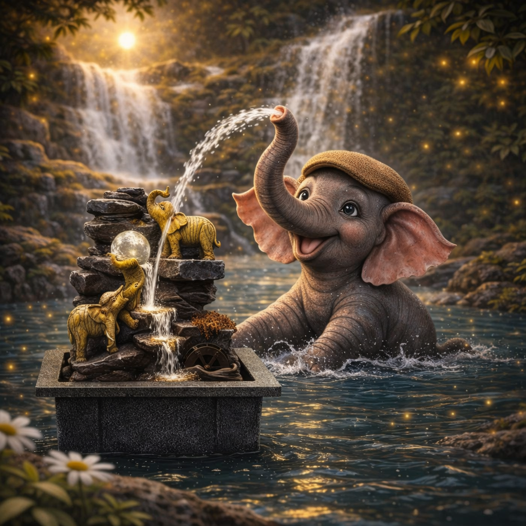 Elephant Crystal Ball Water Wheel Fountain – Tabletop Water Feature