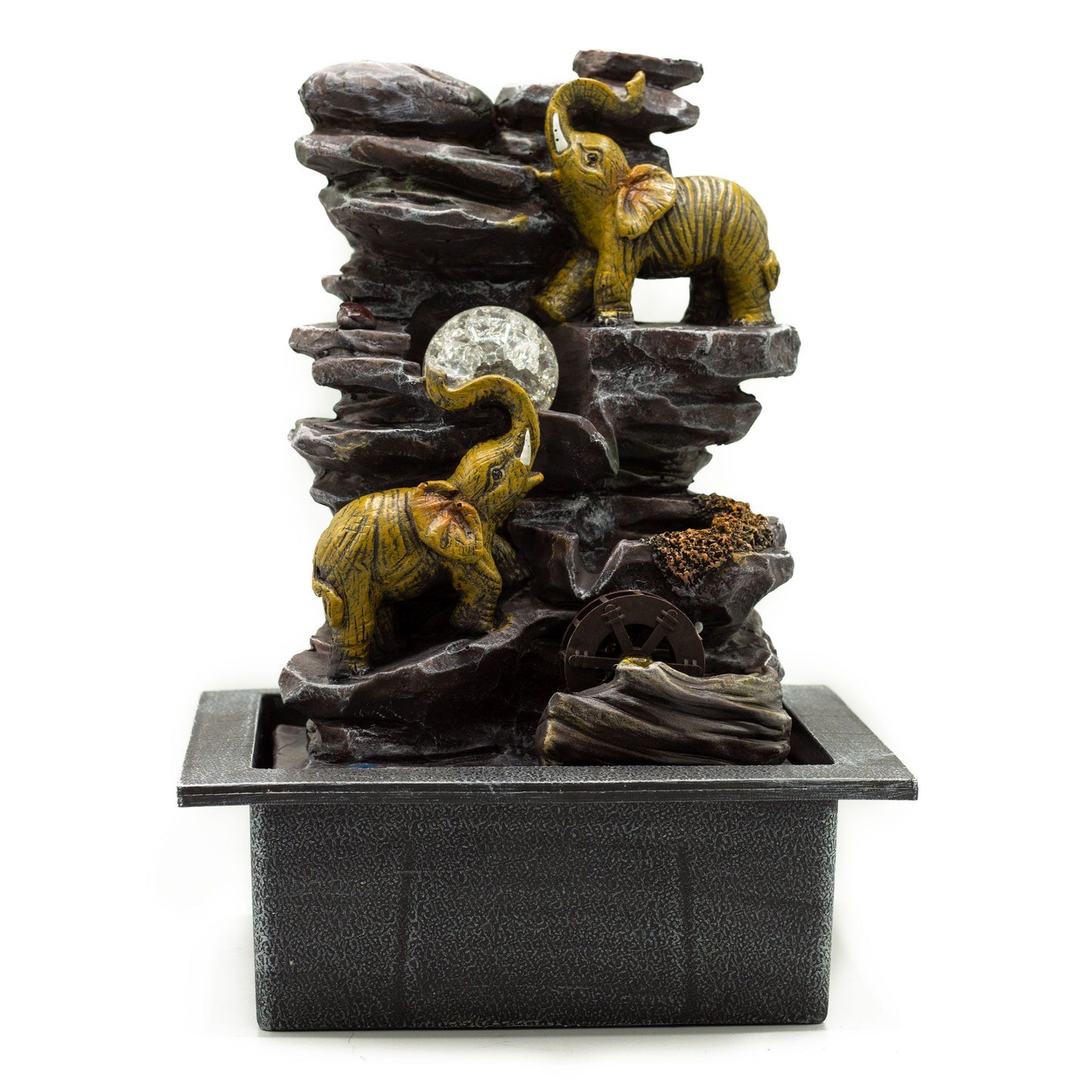 Elephant Crystal Ball Water Wheel Fountain – Tabletop Water Feature