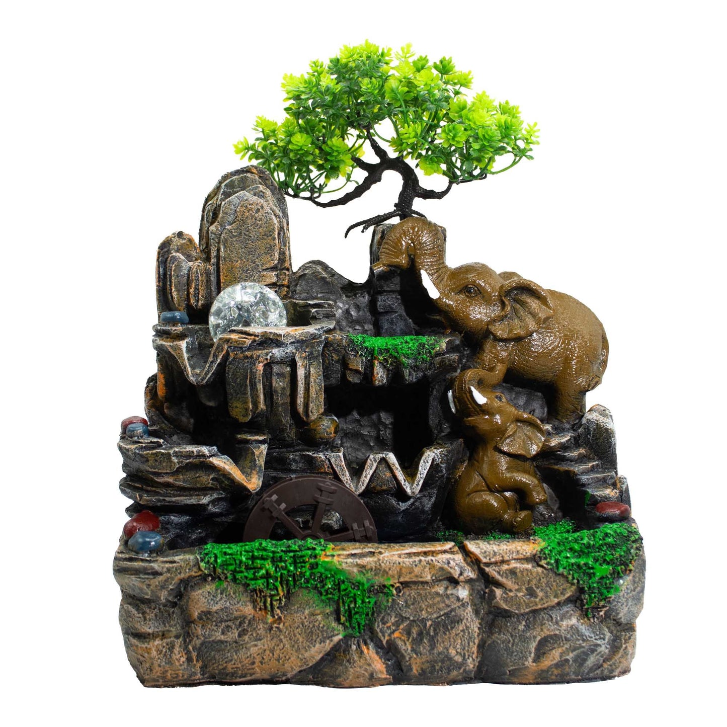 Elephants in Love Waterfall Fountain – Elephant Tabletop Water Feature