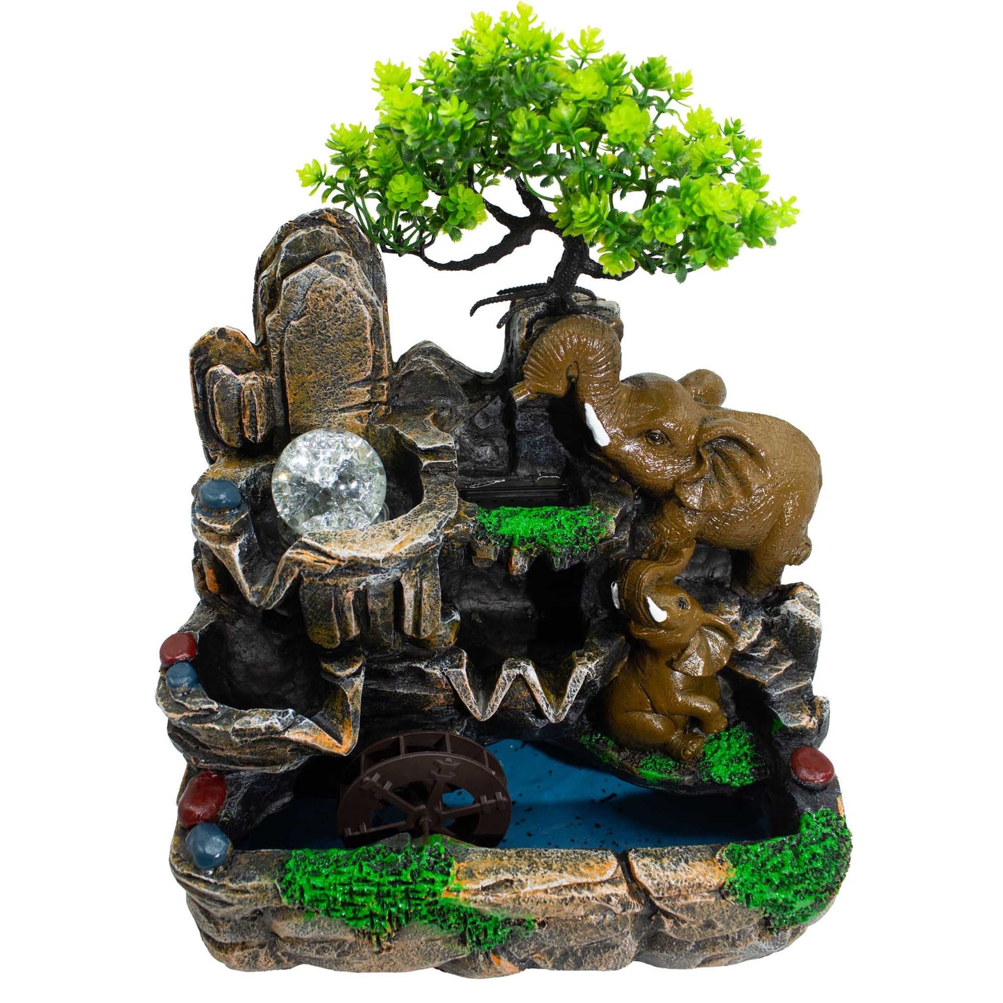 Elephants in Love Waterfall Fountain – Elephant Tabletop Water Feature